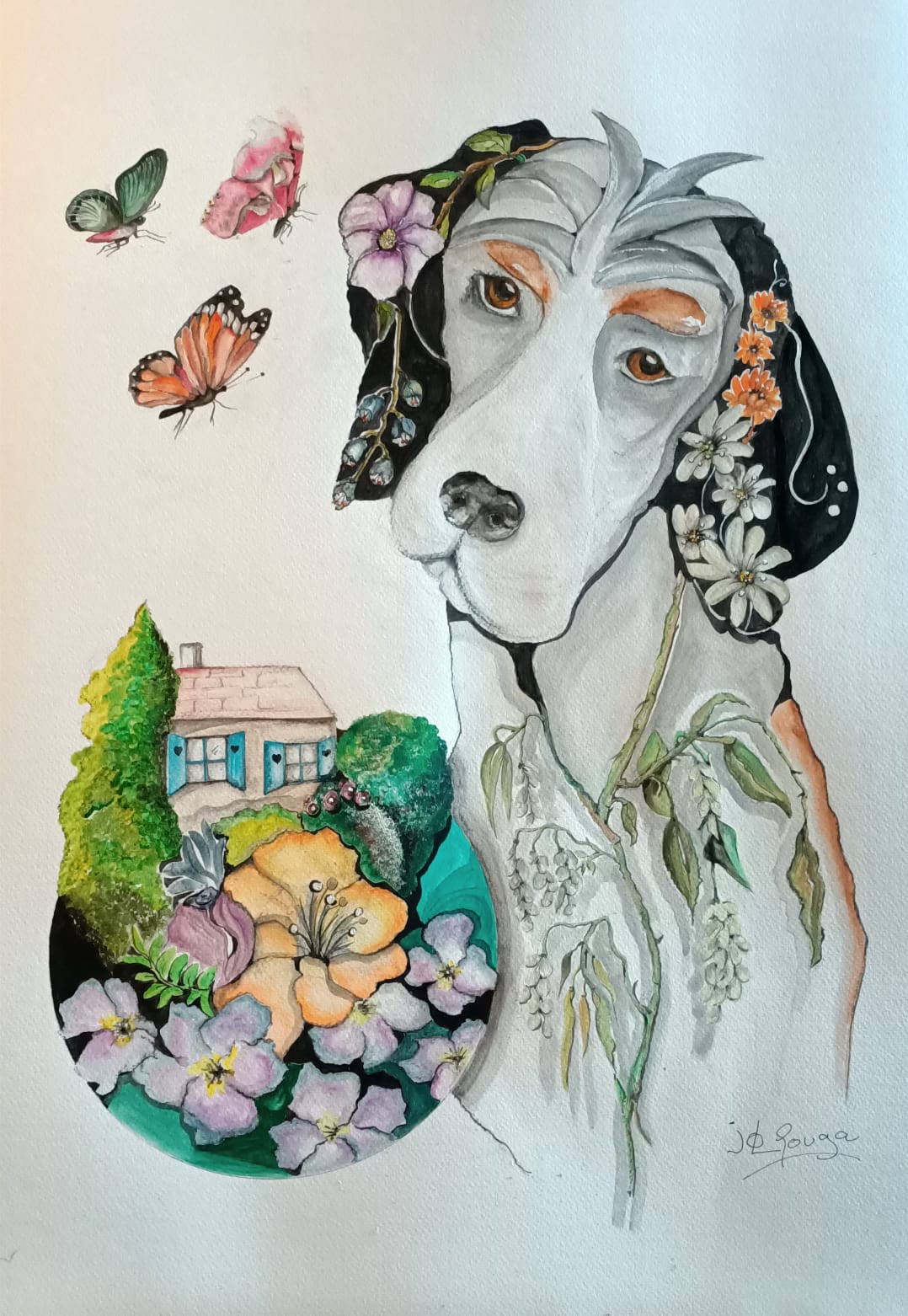 Le Rêve du Chien - aquarelle - 50x70 cm Le Rêve du Chien - aquarelle - 50x70 cm
